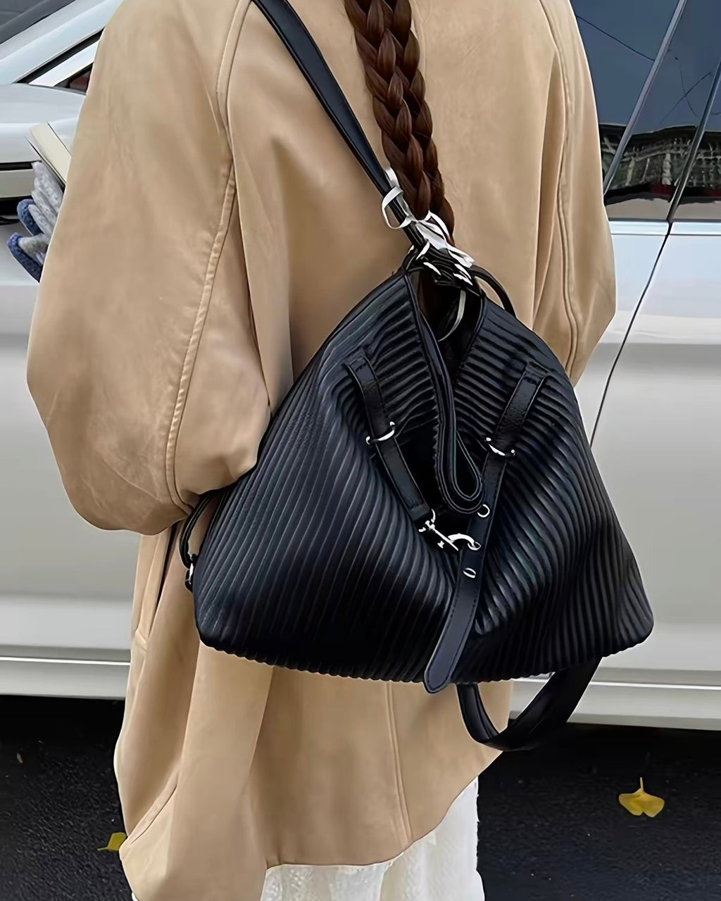 Pleated Multiway Shoulder Bag