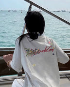 Floral Script Back Print Oversized T-Shirt