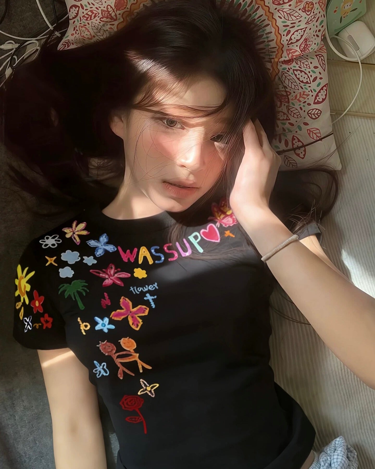 Flower Doodle Slim T-Shirt