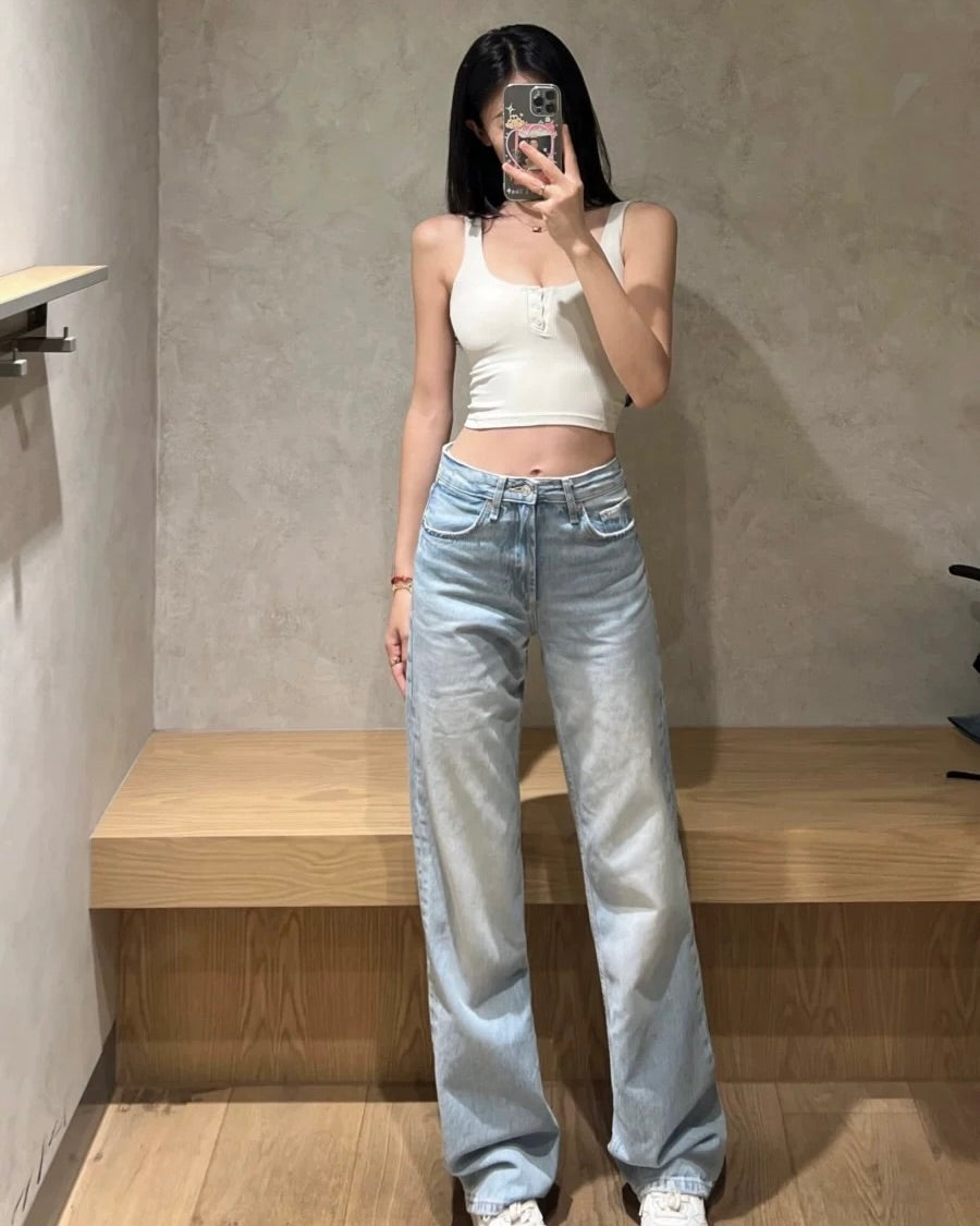 Light Blue Wide-Leg Jeans