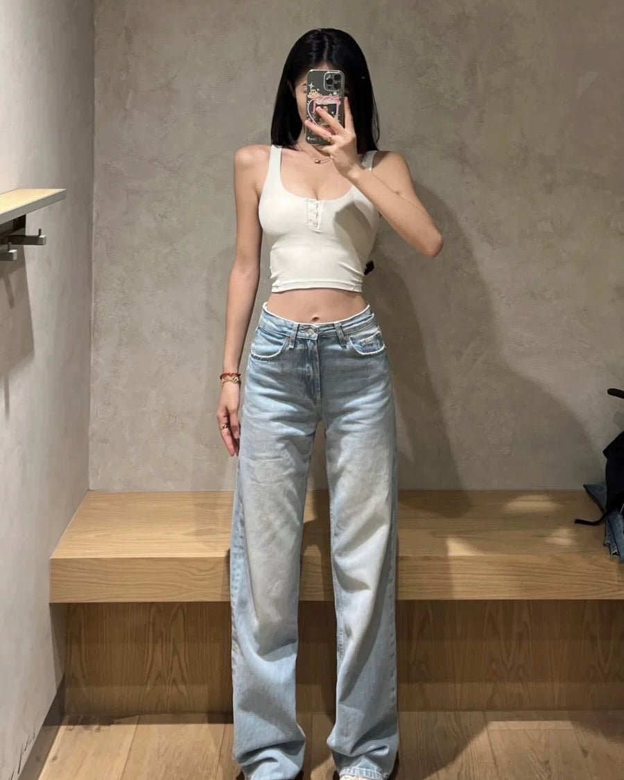 Light Blue Wide-Leg Jeans
