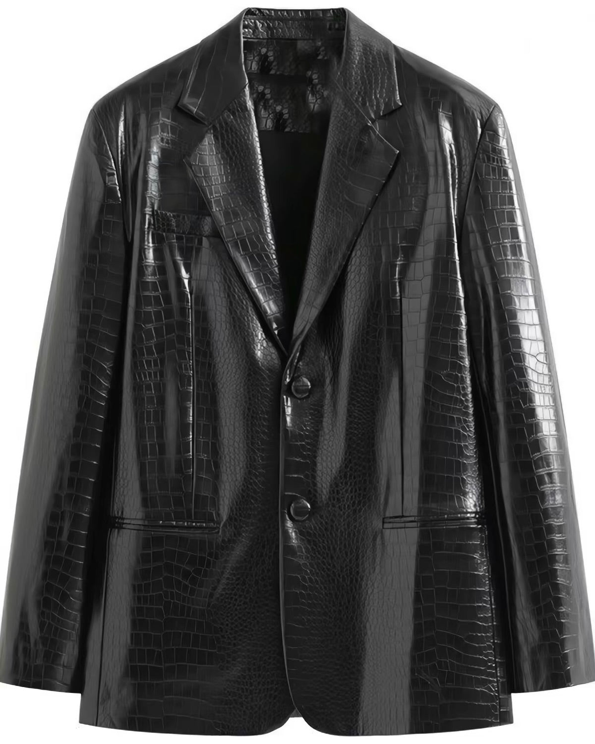 Crocodile Texture Leather Blazer