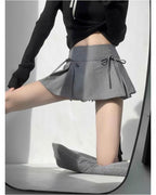 Ribbon Pleated Mini Skirt