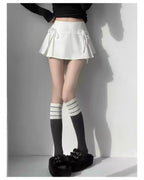 Ribbon Pleated Mini Skirt