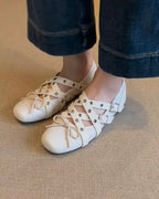 Star Studded Cross-Strap Ballet Flats