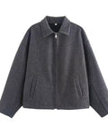 Minimal Zip Wool-Look Jacket