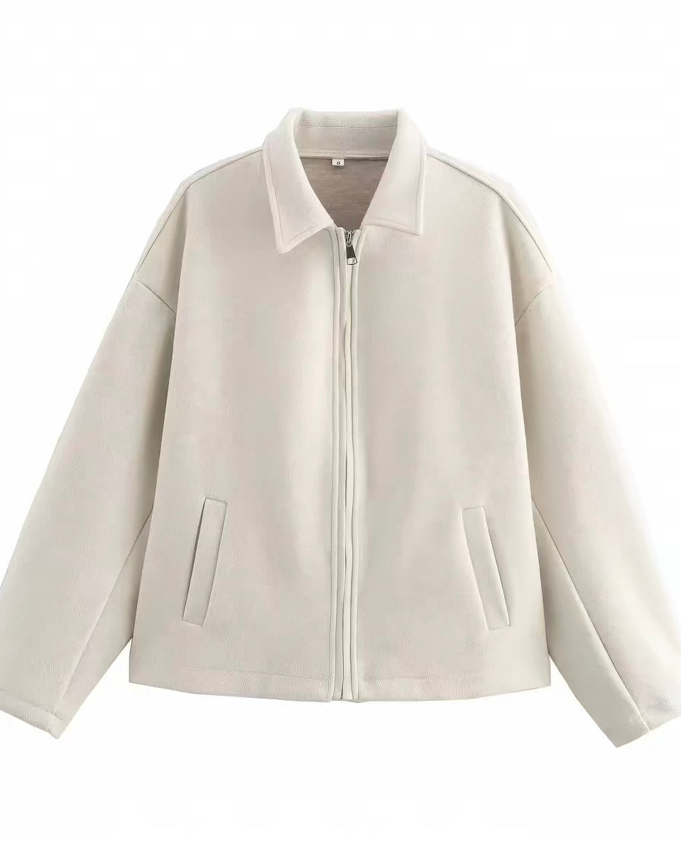 Minimal Zip Wool-Look Jacket