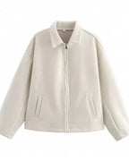 Minimal Zip Wool-Look Jacket