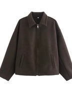 Minimal Zip Wool-Look Jacket