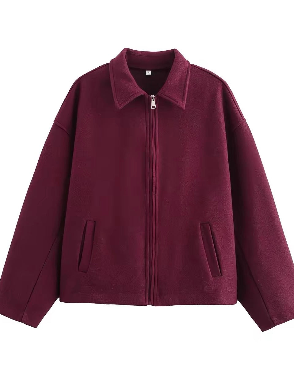 Minimal Zip Wool-Look Jacket