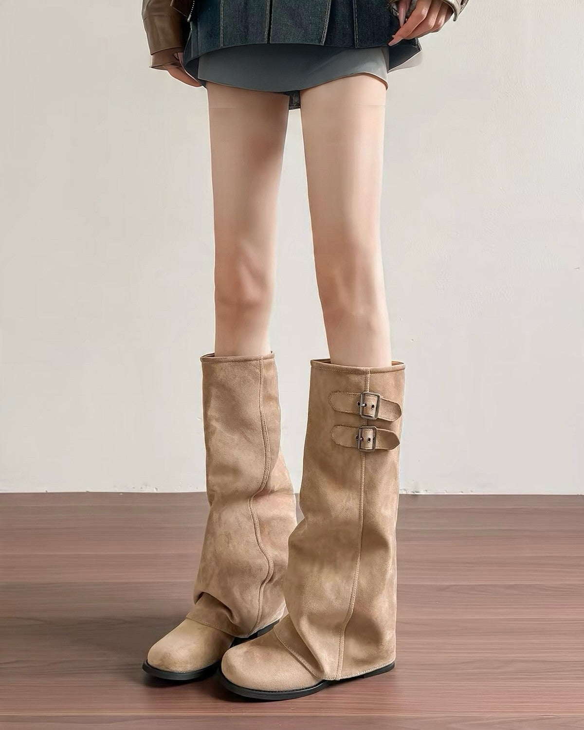 Double Buckle Mid-Calf Boots