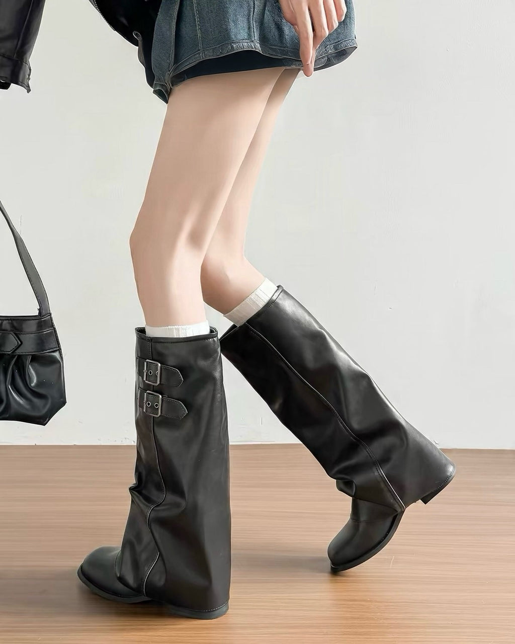 Double Buckle Mid-Calf Boots