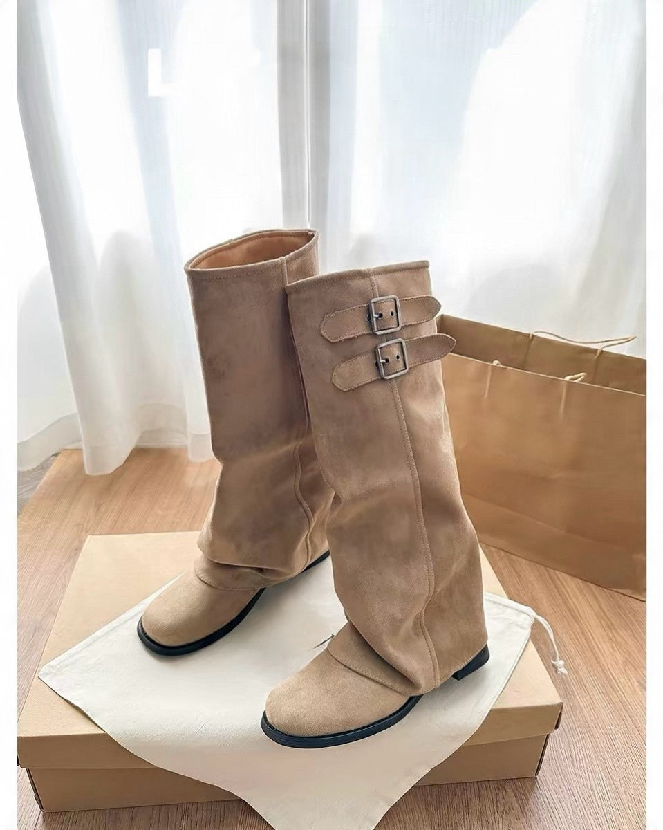 Double Buckle Mid-Calf Boots