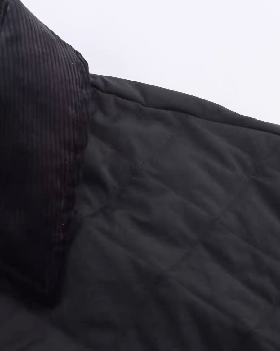 Corduroy Collar Quilted Jacket