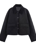 Corduroy Collar Quilted Jacket