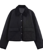 Corduroy Collar Quilted Jacket