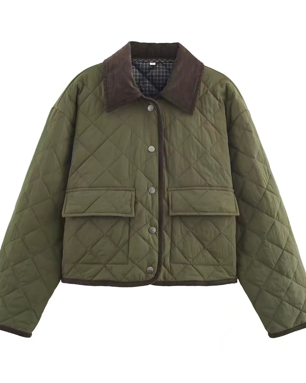Corduroy Collar Quilted Jacket