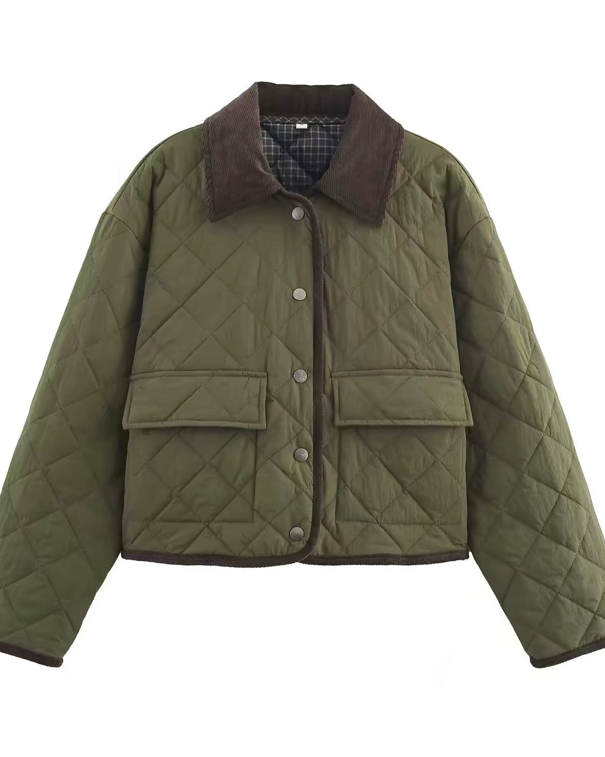 Corduroy Collar Quilted Jacket