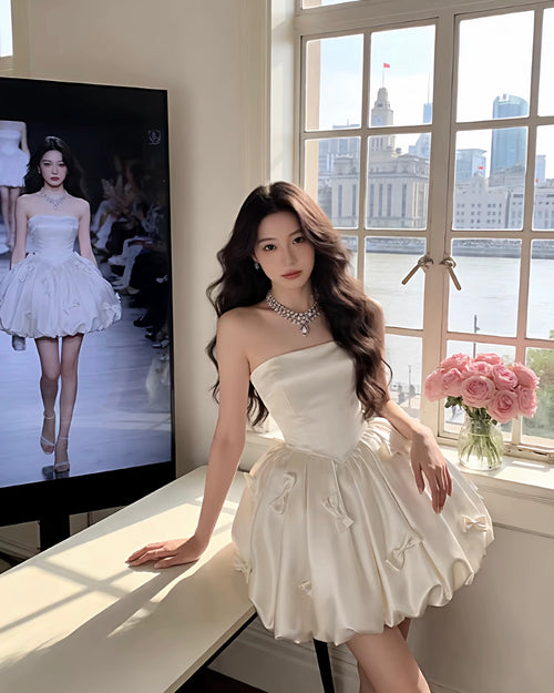 Bow Detail Mini Dress – Elegant & Feminine Look