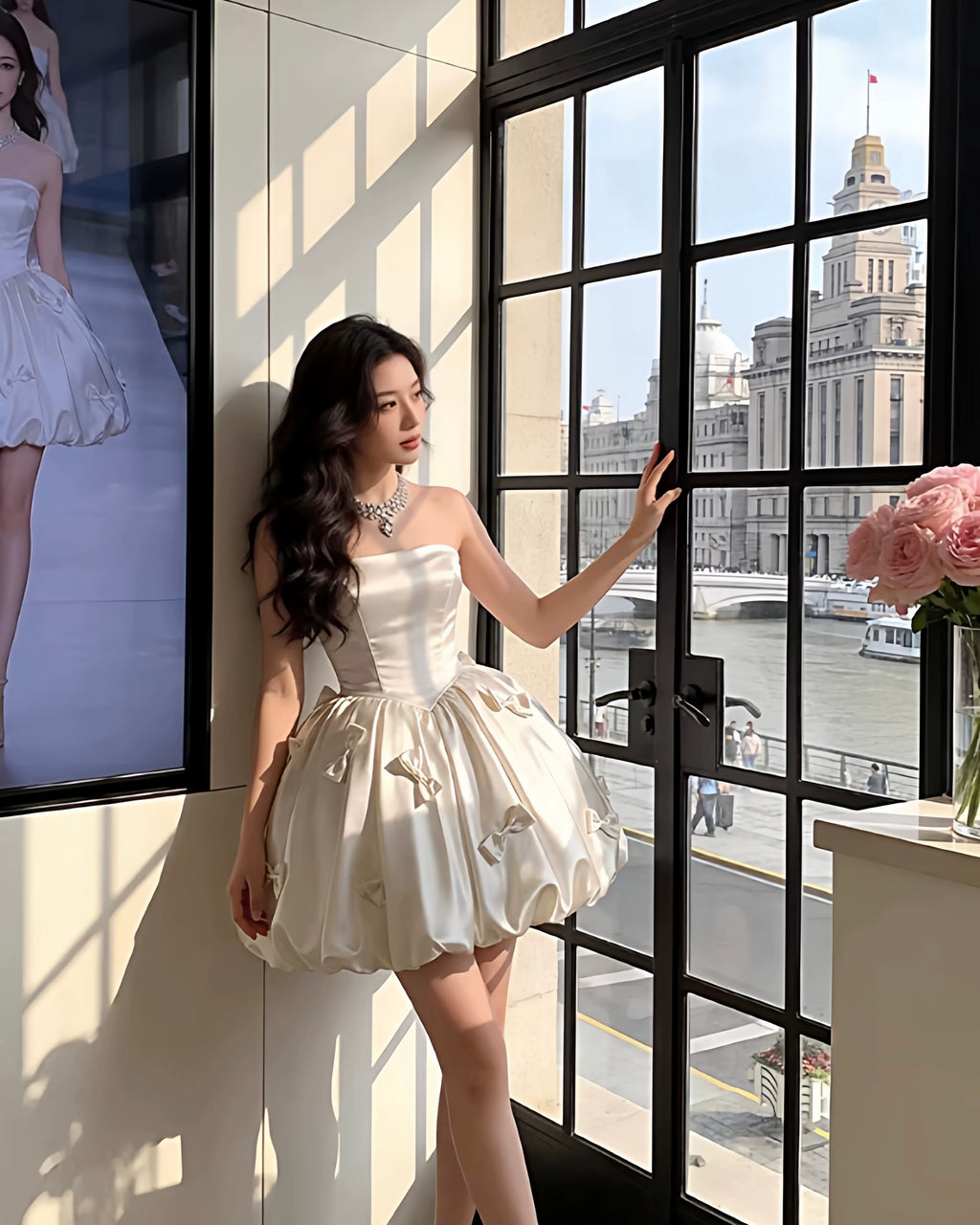 Bow Detail Mini Dress – Elegant & Feminine Look