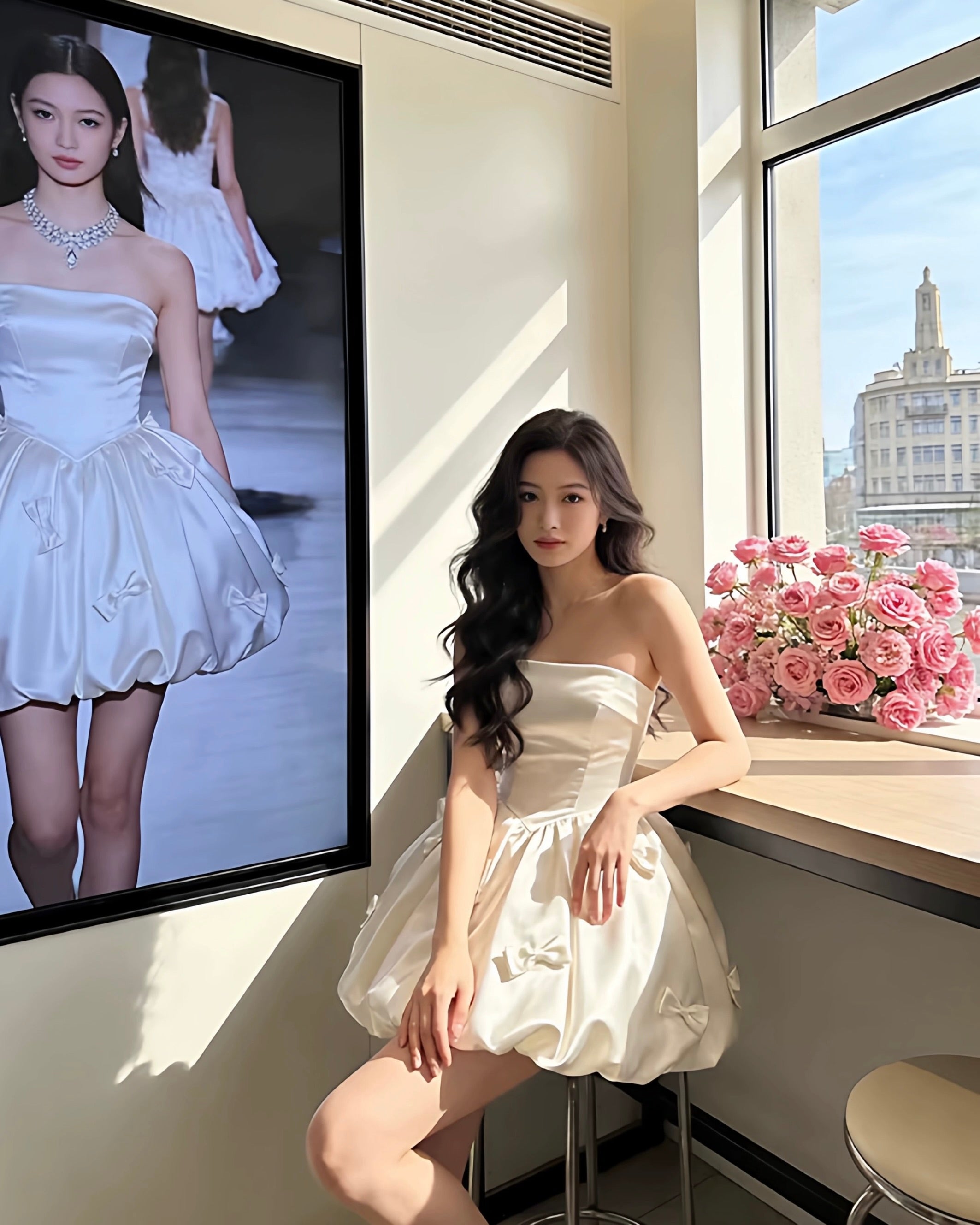 Bow Detail Mini Dress – Elegant & Feminine Look