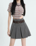 High Waist Pleated Mini Skirt