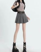 High Waist Pleated Mini Skirt