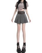High Waist Pleated Mini Skirt