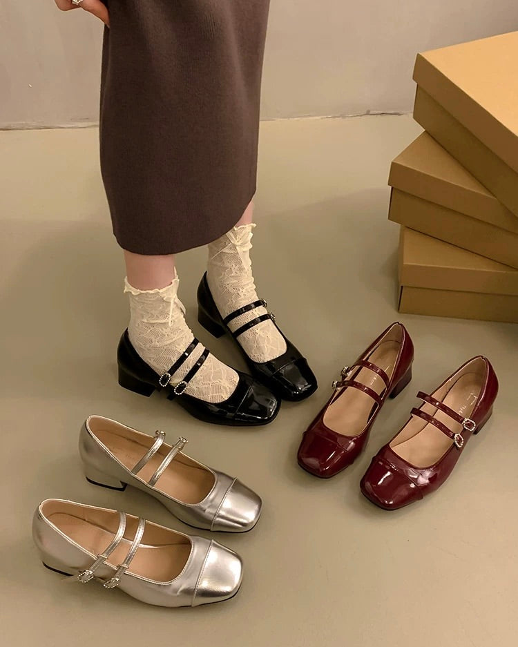 Double Strap Mary Jane Heels