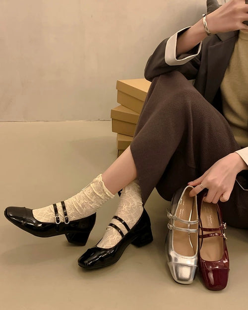 Double Strap Mary Jane Heels