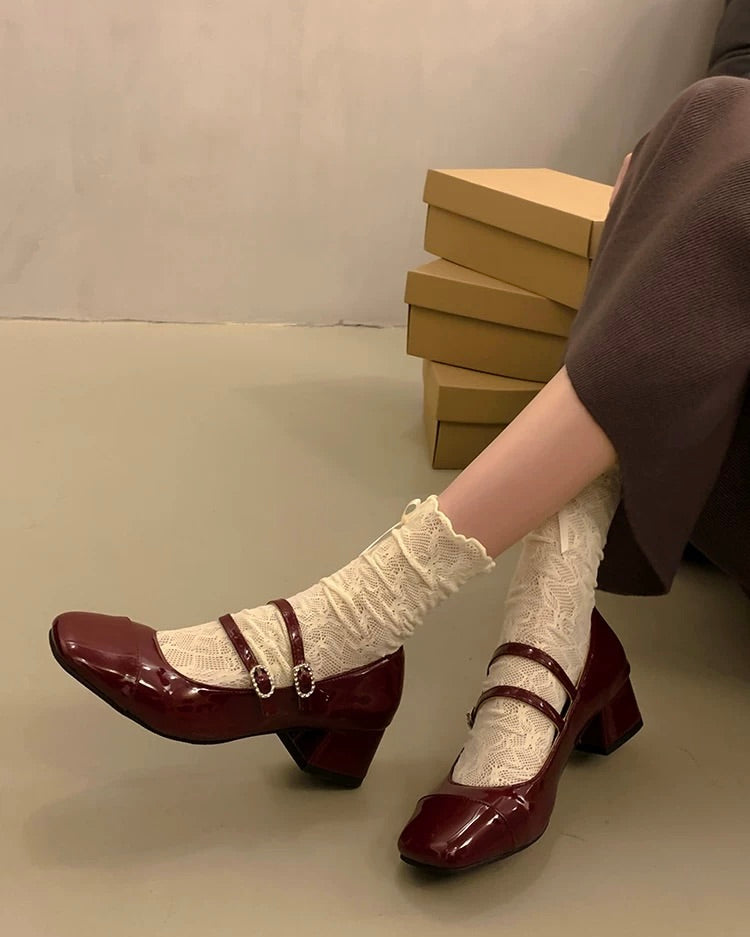Double Strap Mary Jane Heels