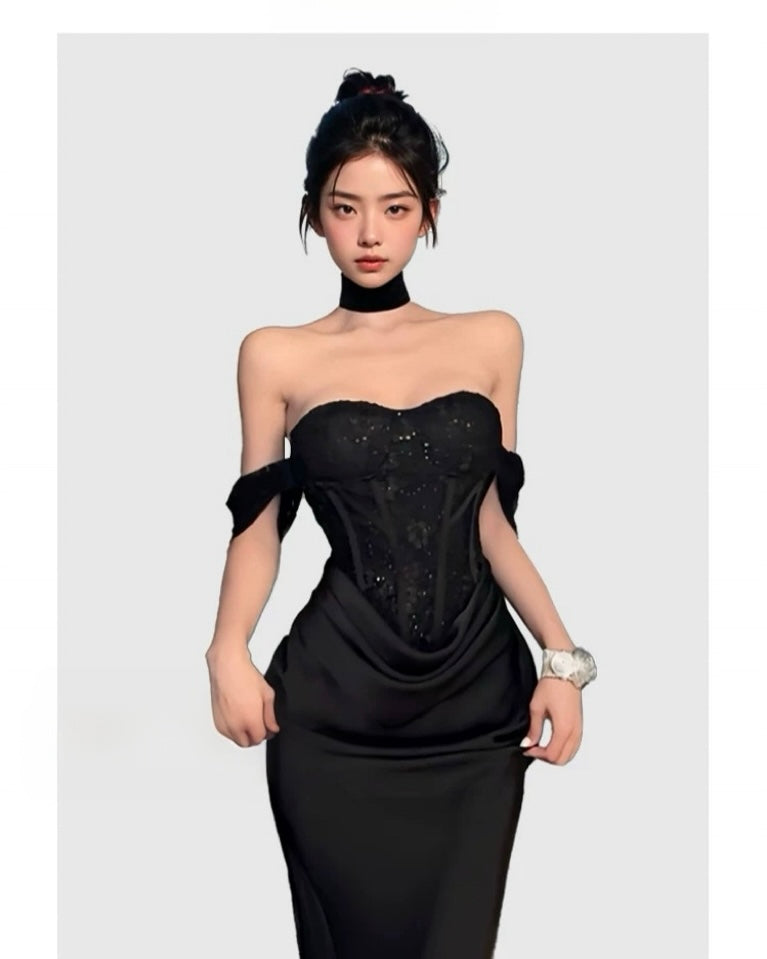 Off Shoulder Corset Maxi Dress