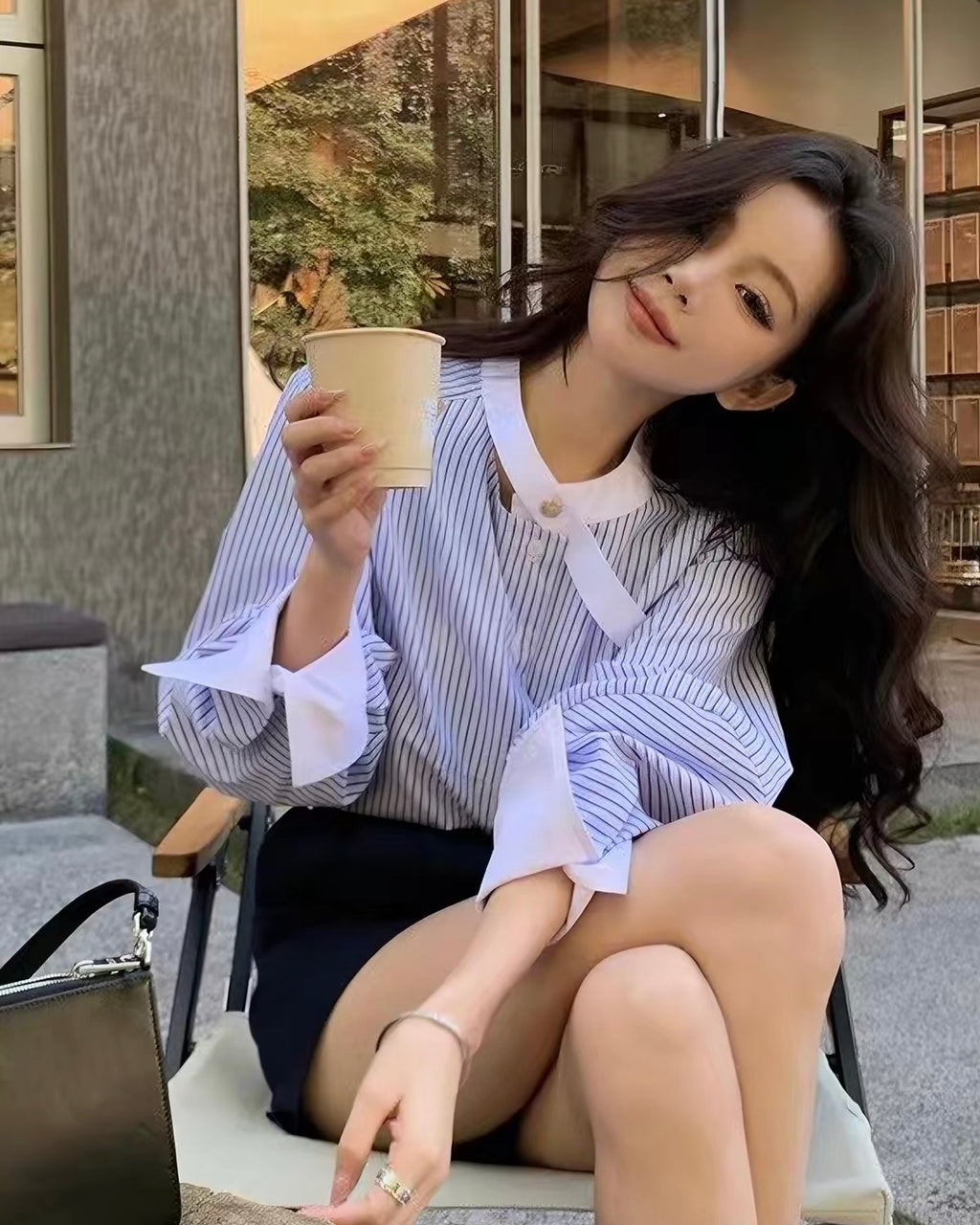 Striped Ribbon Shirt