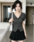 Pleated Sailor Collar Blouse