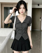 Pleated Sailor Collar Blouse