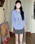 Pinstripe Waist-Defined Shirt
