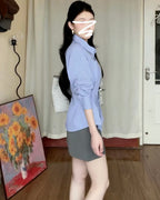 Pinstripe Waist-Defined Shirt