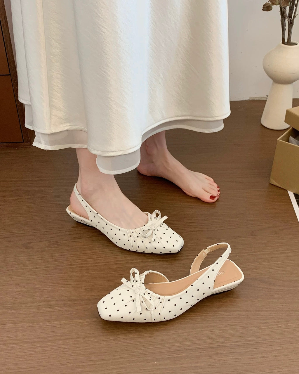 Polka Dot Ribbon Flats