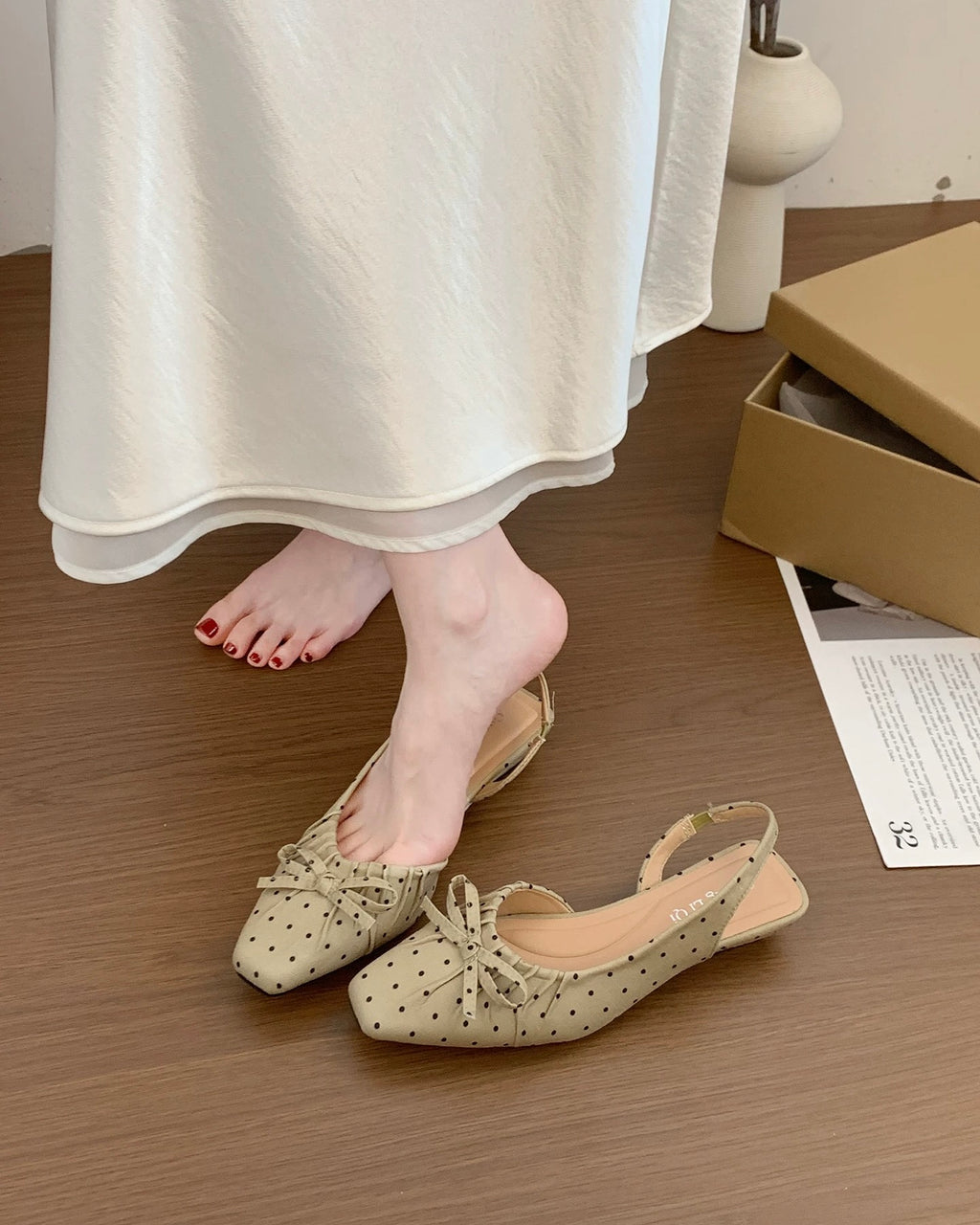 Polka Dot Ribbon Flats