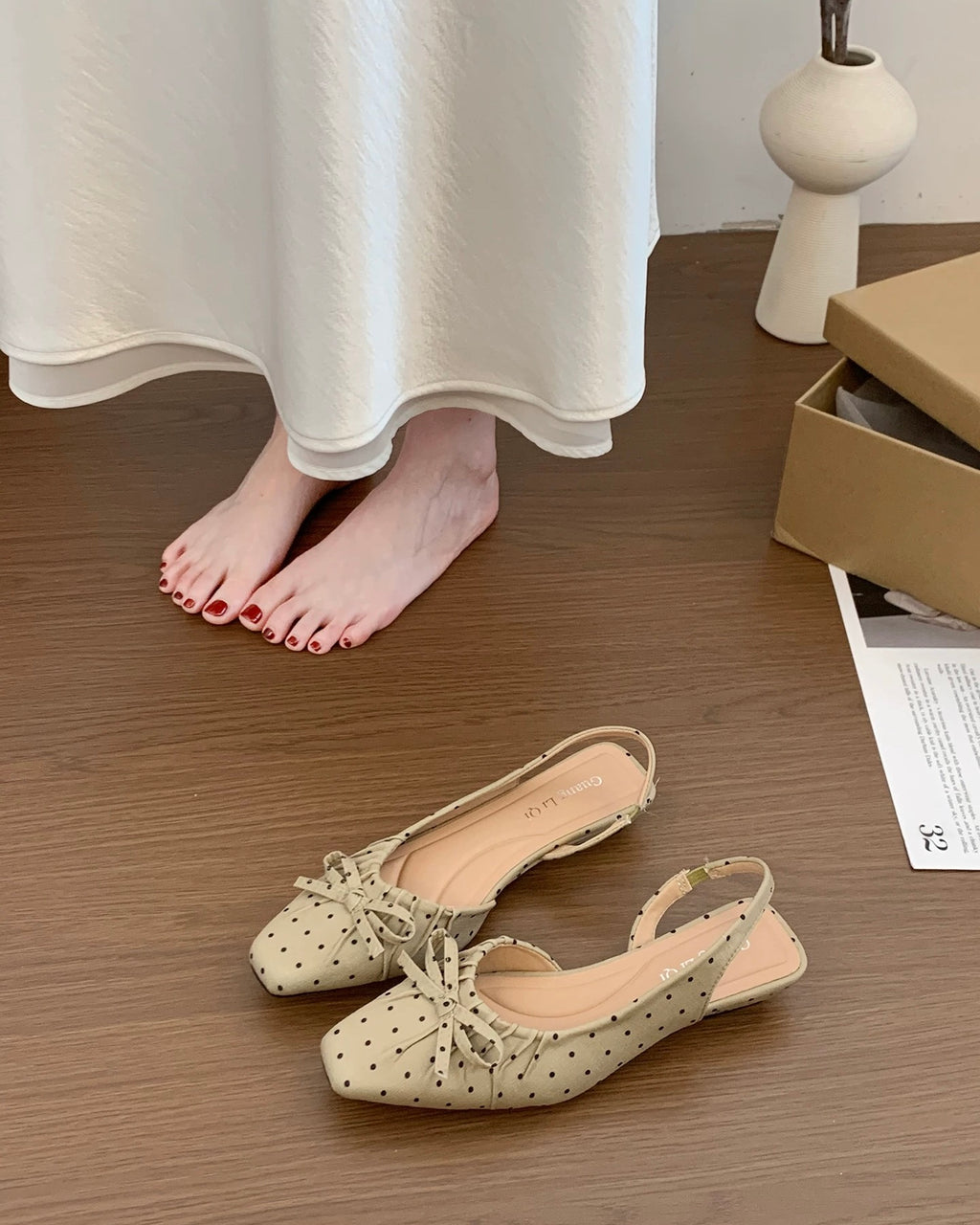 Polka Dot Ribbon Flats