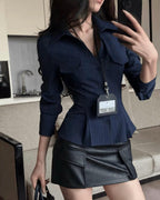 Pinstripe Peplum Shirt