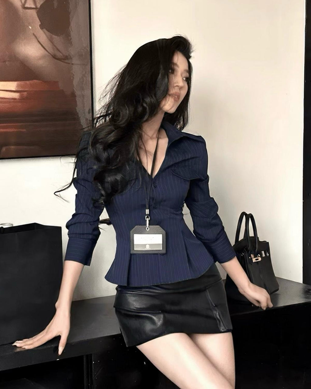 Pinstripe Peplum Shirt