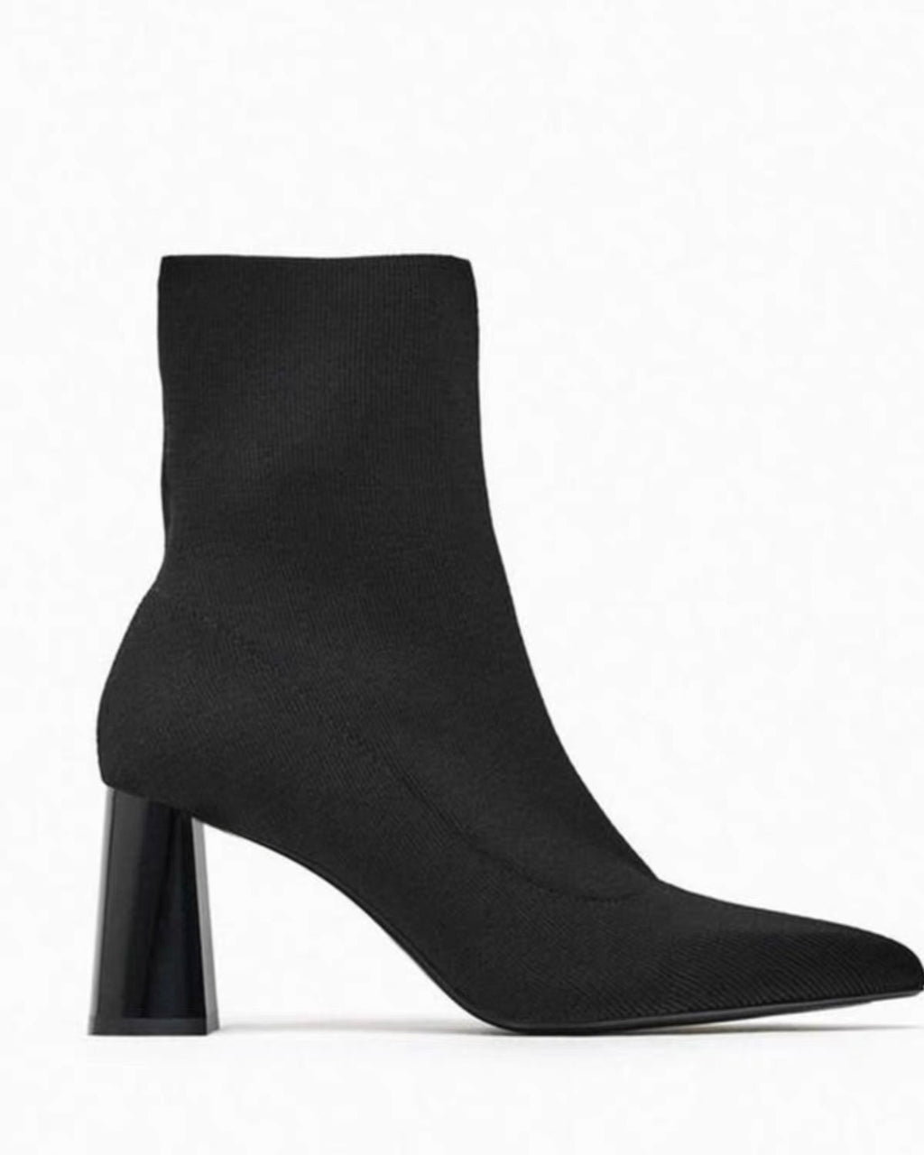Square-Toe Knit Ankle Boots