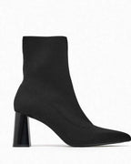 Square-Toe Knit Ankle Boots