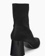 Square-Toe Knit Ankle Boots