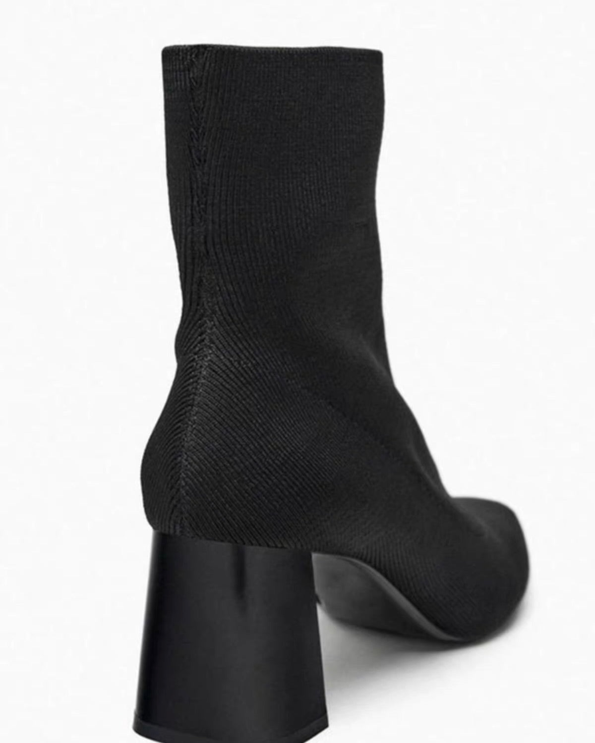 Square-Toe Knit Ankle Boots