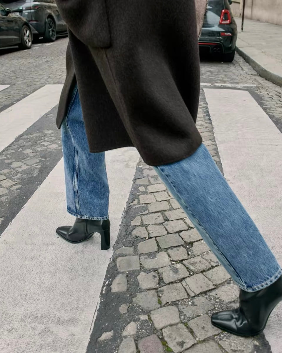 Square-Toe High Heel Ankle Boots
