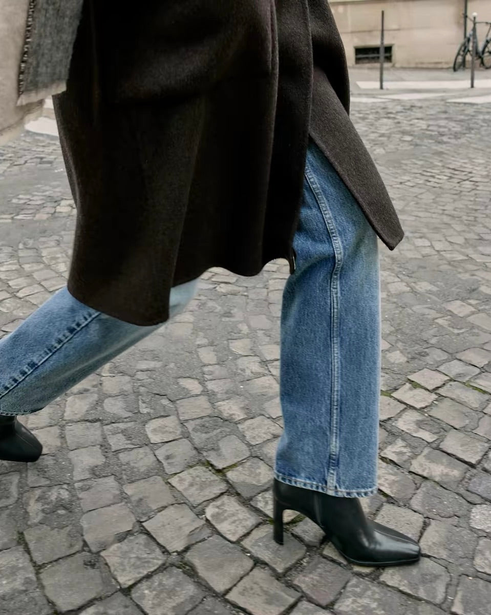 Square-Toe High Heel Ankle Boots