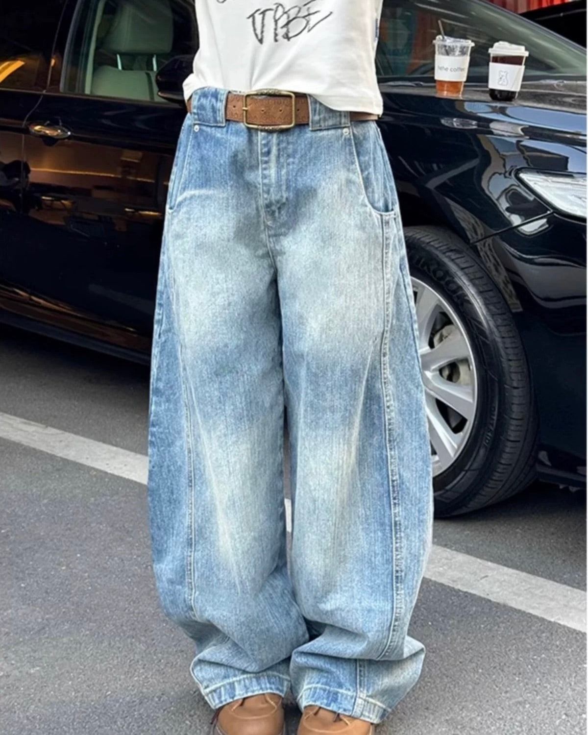 Vintage Wash Baggy Jeans