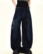 Grunge Embroidery Baggy Jeans